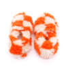 Morgedan-Teddy-Checker-Orange-Ust Turuncu Krem damalı peluş kaydırmaz çocuk ev ayakkabısı