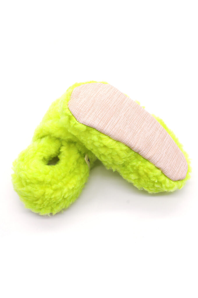 Teddy-Lime-Taban-trendyol neon yeşil lime peluş kaydırmaz çocuk ev ayakkabısı