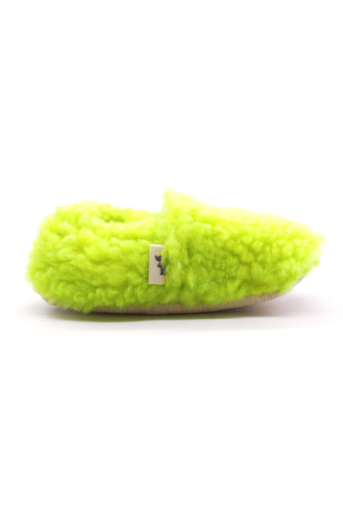 Teddy-Lime-Tek-Yan-trendyol neon yeşil lime peluş kaydırmaz çocuk ev ayakkabısı