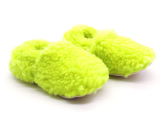 neon yeşil lime peluş kaydırmaz çocuk ev ayakkabısı