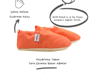Morgedan Kırmızı Pamuklu Çocuk Ev Ayakkabısı