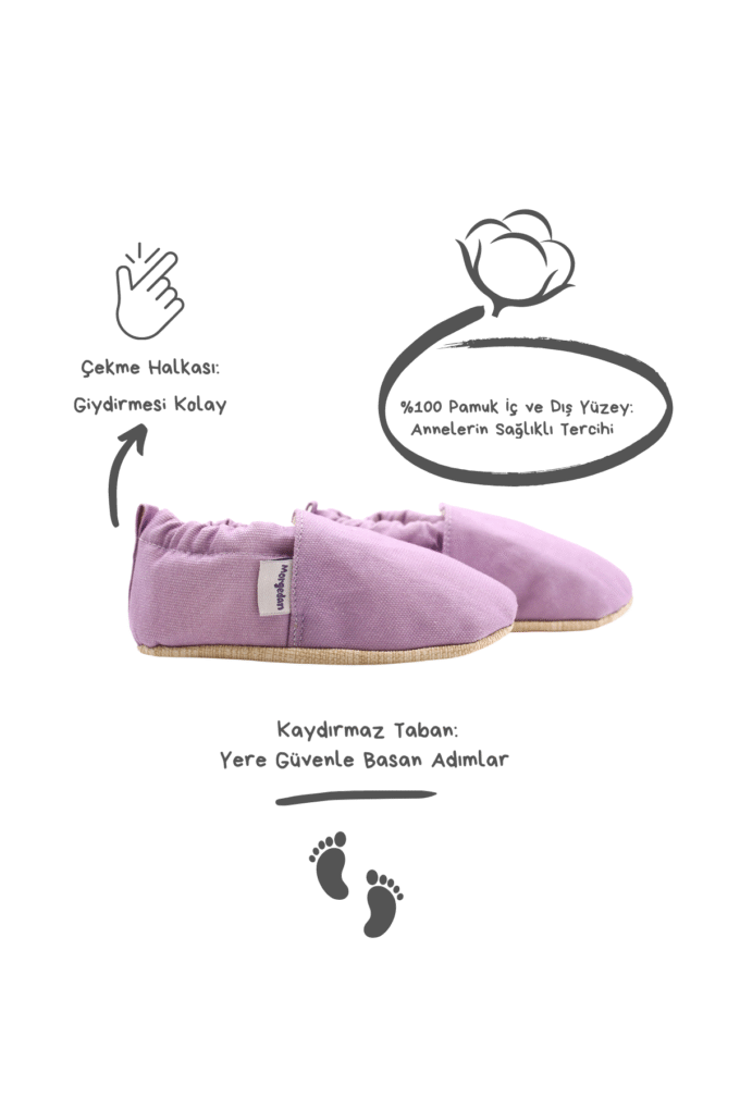 Cow Purple_info Morgedan Mor Pamuklu Çocuk Ev Ayakkabısı