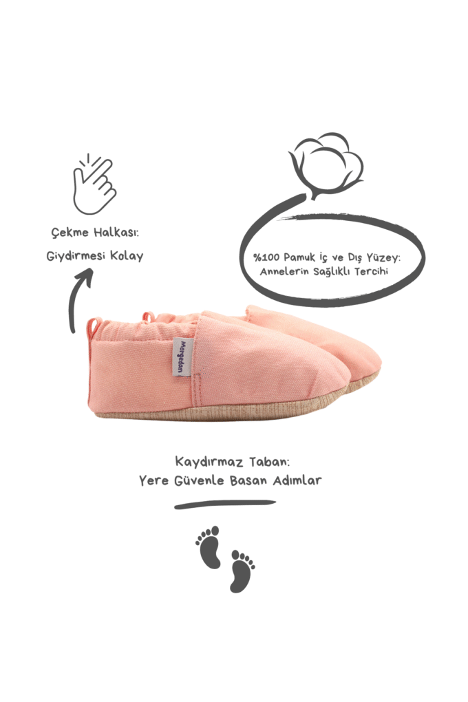 Water pink_info Morgedan Pembe Pamuklu Çocuk Ev Ayakkabısı