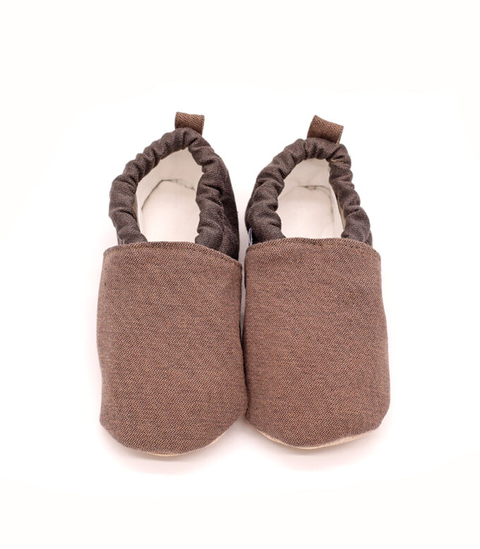 morgedan-latte-denim-ust-keyifbebesi-beyaz Morgedan Kahve Latte Denim Pamuklu Çocuk Ev Ayakkabısı