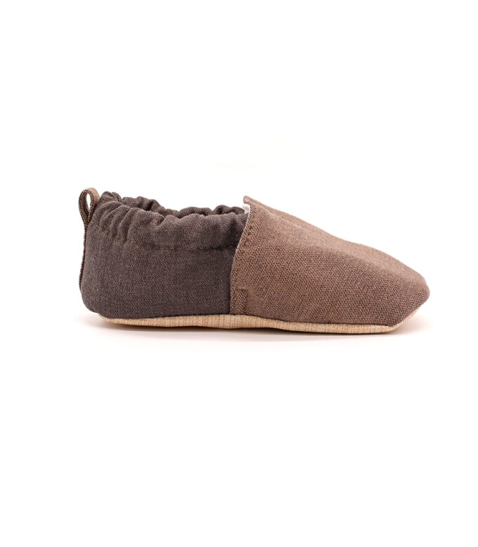 morgedan-latte-denim-yan-tek-keyifbebesi-beyaz Morgedan Kahve Latte Denim Pamuklu Çocuk Ev Ayakkabısı