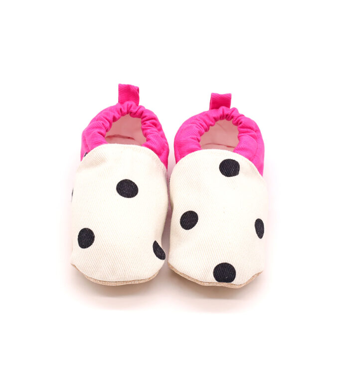 morgedan-pink-dots-ust-keyifbebesi-beyaz Morgedan Pembe Puantiye Pamuklu Çocuk Ev Ayakkabısı